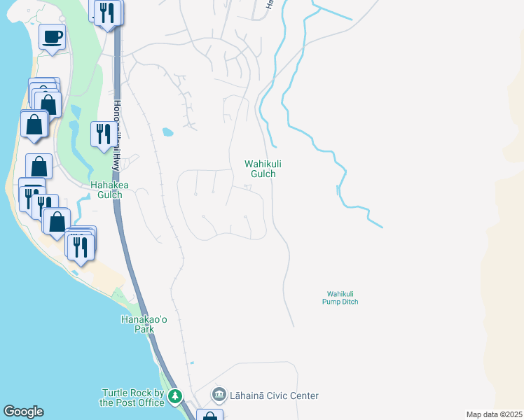 map of restaurants, bars, coffee shops, grocery stores, and more near 644 Anapuni Loop in Lahaina