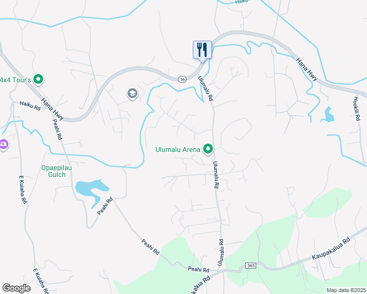 map of restaurants, bars, coffee shops, grocery stores, and more near 227 Laniloa Way in Haiku-Pauwela