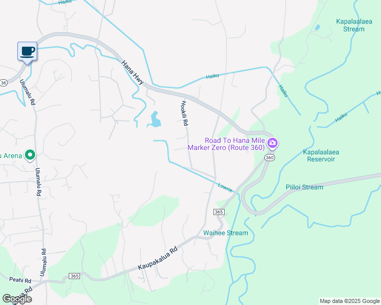 map of restaurants, bars, coffee shops, grocery stores, and more near Hookili Road in Haiku-Pauwela