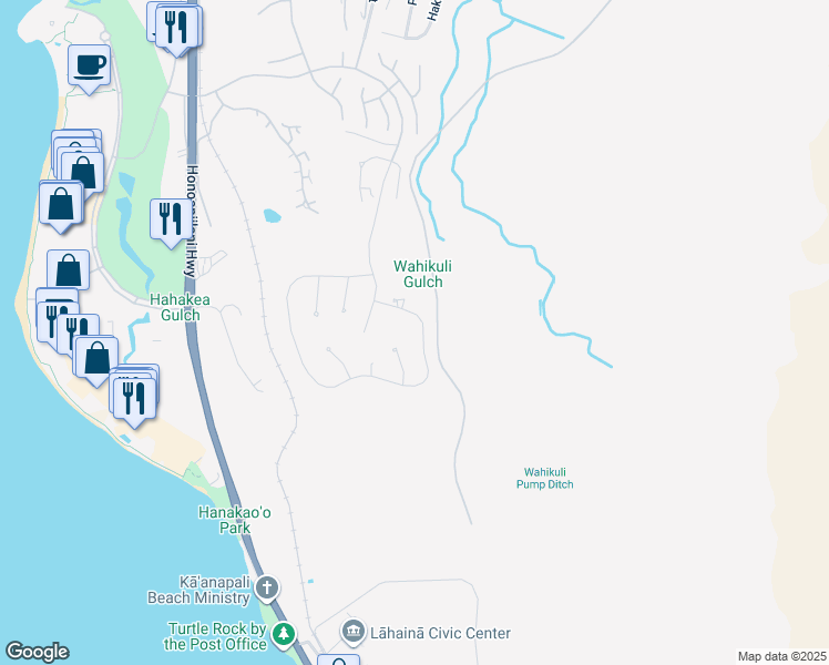 map of restaurants, bars, coffee shops, grocery stores, and more near 747 Anapuni Loop in Lahaina