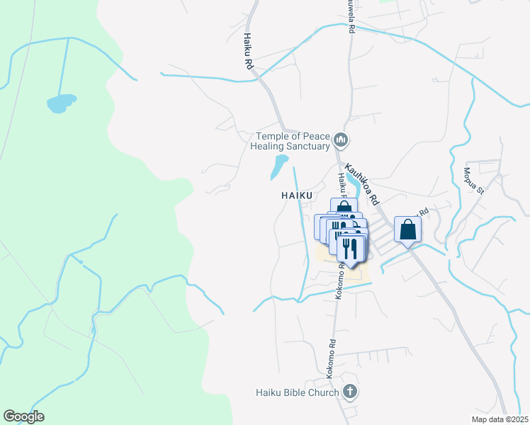 map of restaurants, bars, coffee shops, grocery stores, and more near 428 Auwaha Street in Haiku-Pauwela