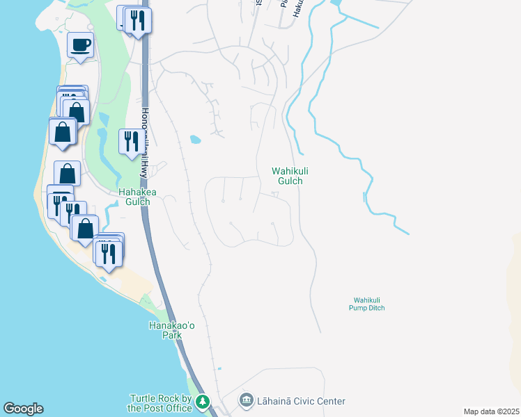 map of restaurants, bars, coffee shops, grocery stores, and more near 995 Anapuni Place in Lahaina