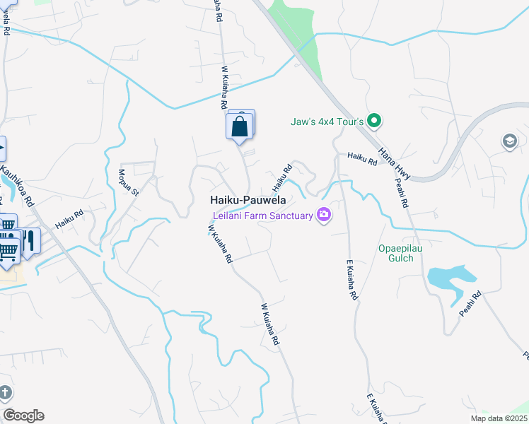 map of restaurants, bars, coffee shops, grocery stores, and more near 195 Mauu Place in Haiku-Pauwela