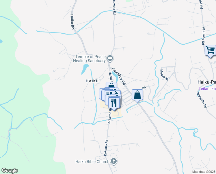map of restaurants, bars, coffee shops, grocery stores, and more near 690 Haiku Road in Haiku-Pauwela