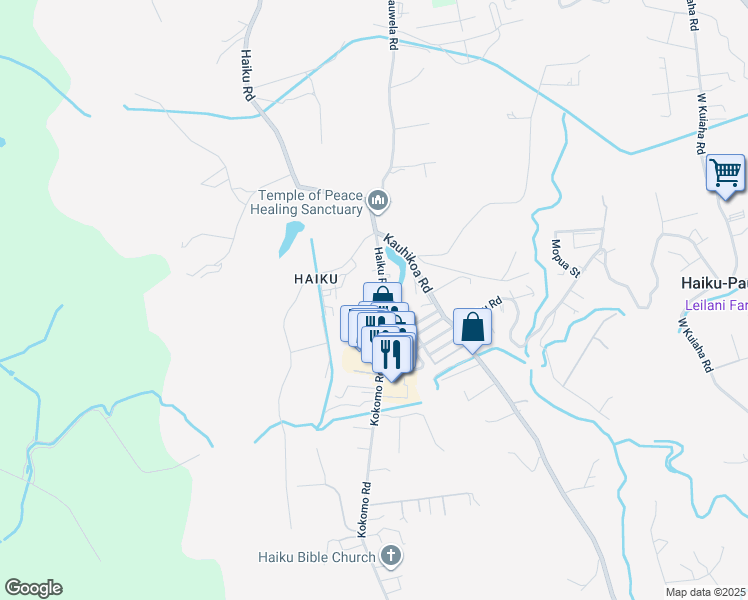 map of restaurants, bars, coffee shops, grocery stores, and more near 690 Haiku Road in Haiku-Pauwela
