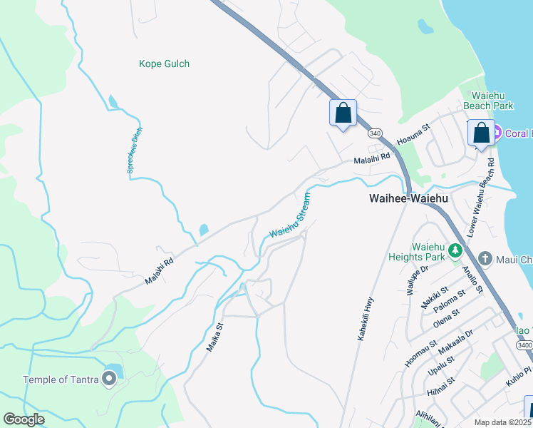 map of restaurants, bars, coffee shops, grocery stores, and more near 1003 Malaihi Road in Wailuku