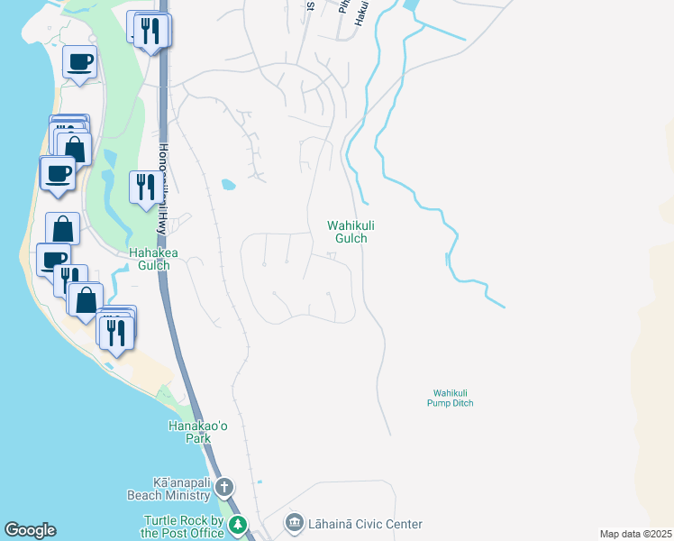 map of restaurants, bars, coffee shops, grocery stores, and more near 837 Anapuni Loop in Kaanapali