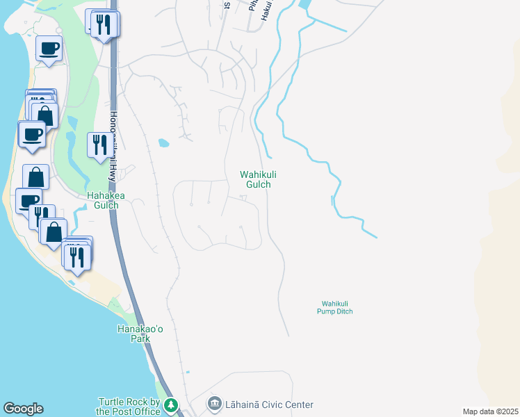 map of restaurants, bars, coffee shops, grocery stores, and more near 784 Anapuni Loop in Lahaina