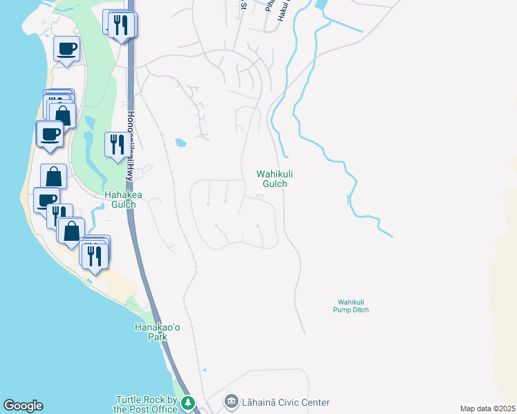 map of restaurants, bars, coffee shops, grocery stores, and more near 857 Anapuni Loop in Lahaina