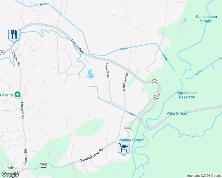 map of restaurants, bars, coffee shops, grocery stores, and more near 947 Hookili Road in Haiku-Pauwela