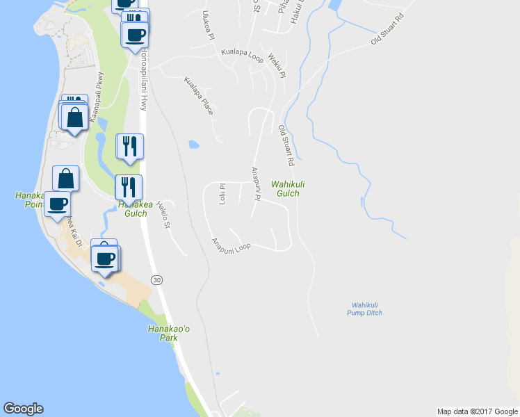 map of restaurants, bars, coffee shops, grocery stores, and more near 975 Anapuni Place in Lahaina
