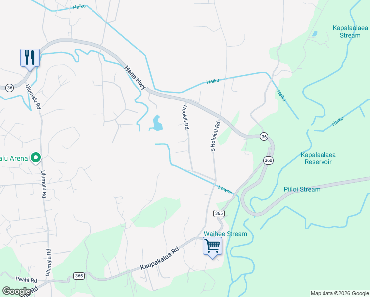map of restaurants, bars, coffee shops, grocery stores, and more near 947 Hookili Road in Haiku-Pauwela