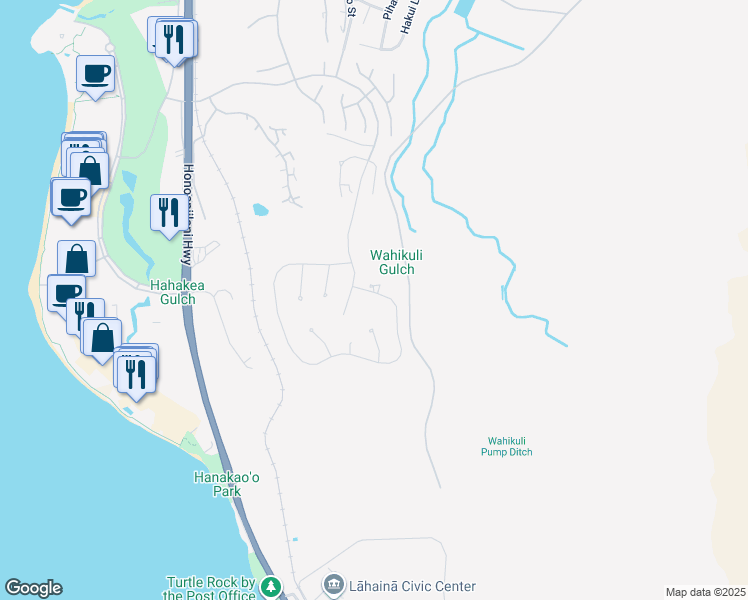 map of restaurants, bars, coffee shops, grocery stores, and more near 857 Anapuni Loop in Lahaina