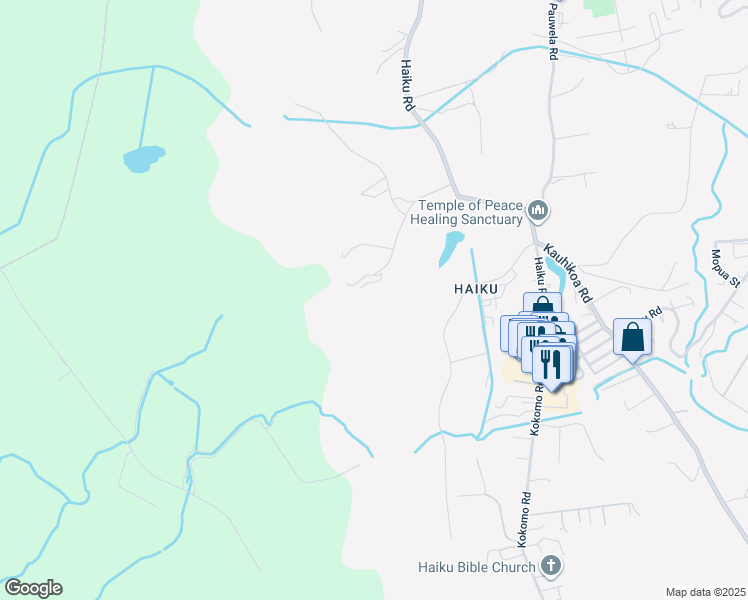 map of restaurants, bars, coffee shops, grocery stores, and more near 2311 Umi Place in Haiku-Pauwela