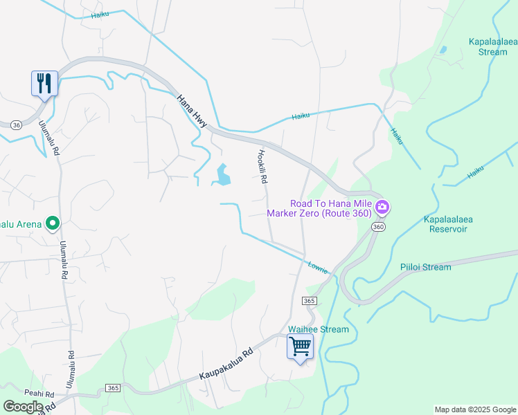 map of restaurants, bars, coffee shops, grocery stores, and more near 10 Leleaka Place in Haiku-Pauwela