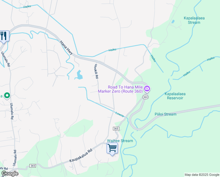 map of restaurants, bars, coffee shops, grocery stores, and more near 84 South Holokai Road in Haiku-Pauwela