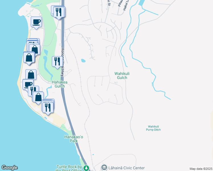 map of restaurants, bars, coffee shops, grocery stores, and more near 970 Anapuni Place in Lahaina