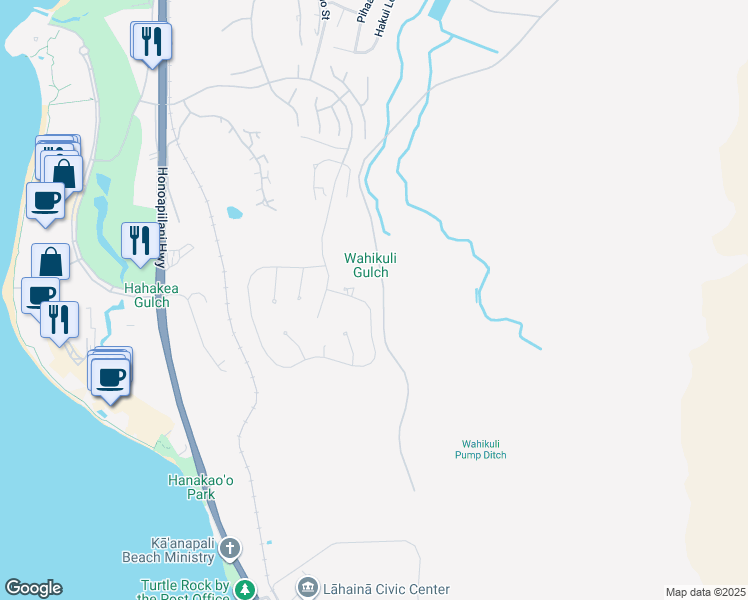 map of restaurants, bars, coffee shops, grocery stores, and more near 804 Anapuni Loop in Lahaina
