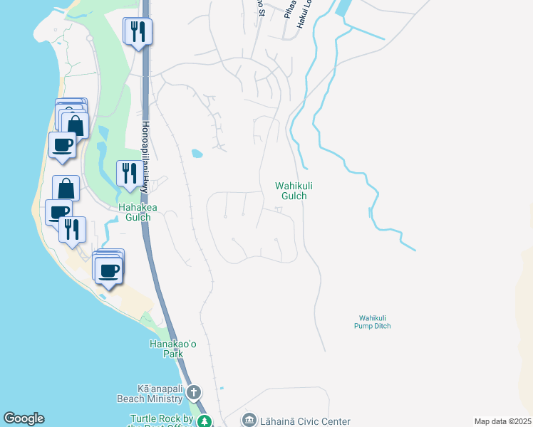 map of restaurants, bars, coffee shops, grocery stores, and more near 955 Anapuni Place in Lahaina