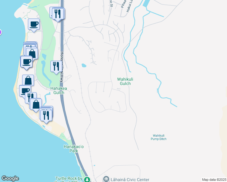 map of restaurants, bars, coffee shops, grocery stores, and more near 955 Anapuni Place in Lahaina