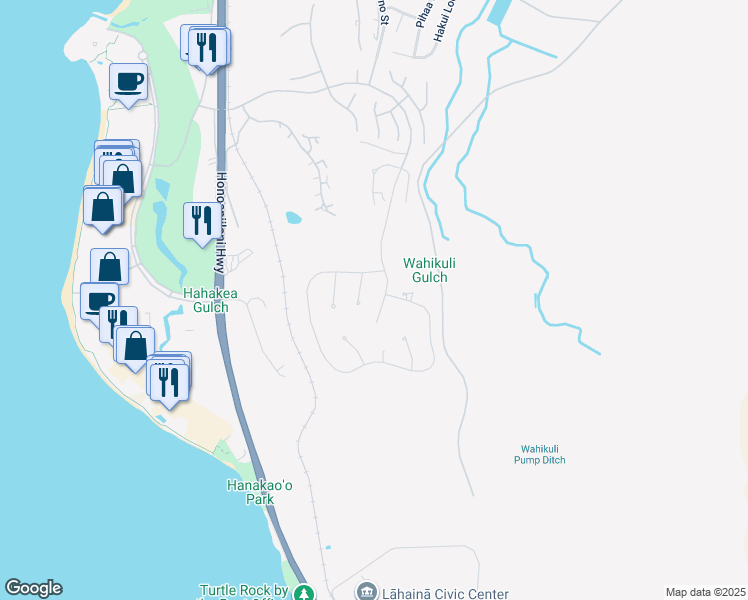 map of restaurants, bars, coffee shops, grocery stores, and more near 950 Anapuni Place in Lahaina