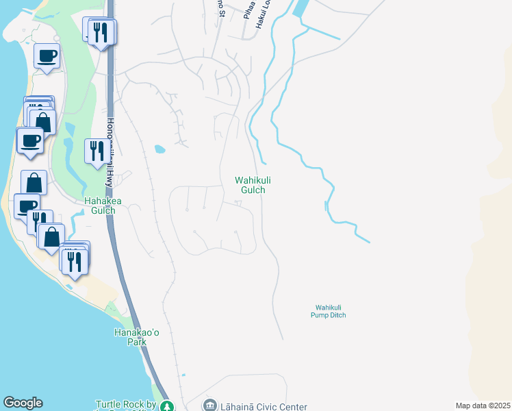 map of restaurants, bars, coffee shops, grocery stores, and more near 804 Anapuni Loop in Lahaina