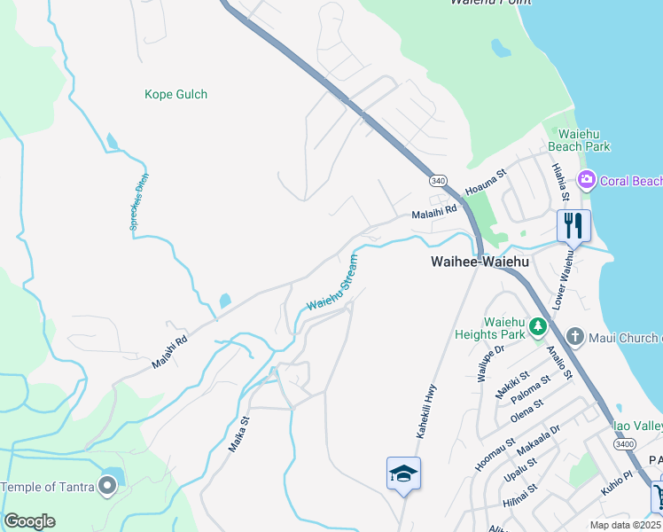 map of restaurants, bars, coffee shops, grocery stores, and more near 951 Malaihi Road in Wailuku