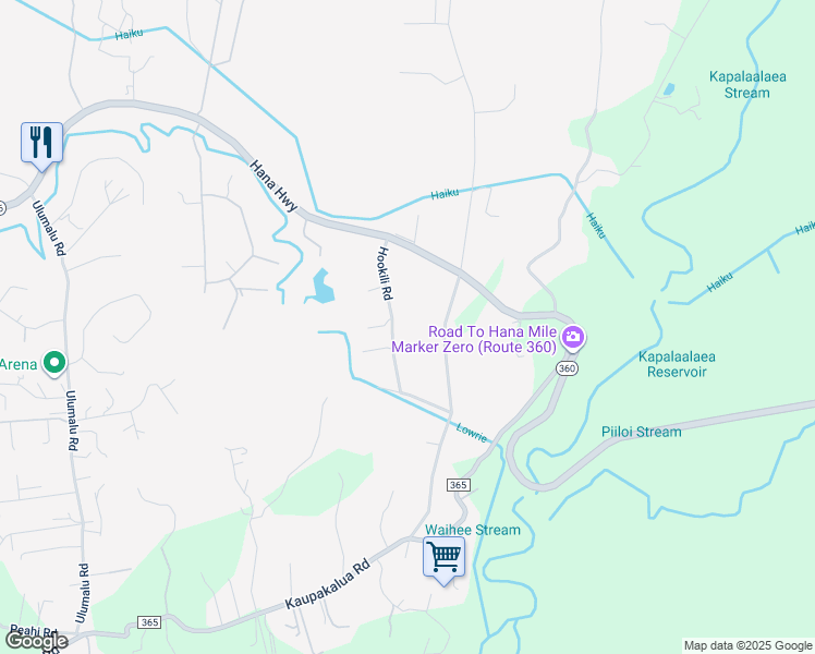 map of restaurants, bars, coffee shops, grocery stores, and more near 948 Hookili Road in Haiku-Pauwela