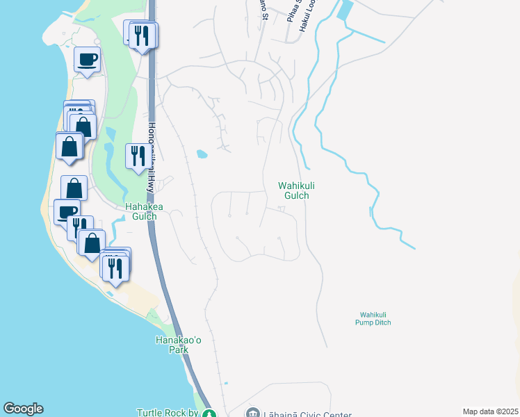 map of restaurants, bars, coffee shops, grocery stores, and more near 950 Anapuni Place in Lahaina