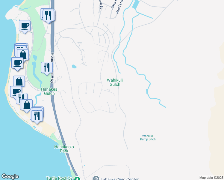 map of restaurants, bars, coffee shops, grocery stores, and more near 844 Anapuni Loop in Lahaina
