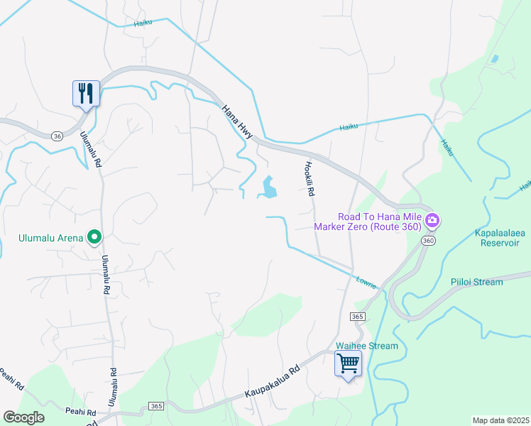 map of restaurants, bars, coffee shops, grocery stores, and more near 0 Leleaka Place in Haiku-Pauwela
