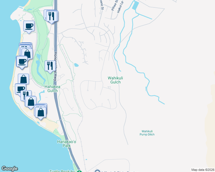 map of restaurants, bars, coffee shops, grocery stores, and more near 870 Anapuni Loop in Lahaina