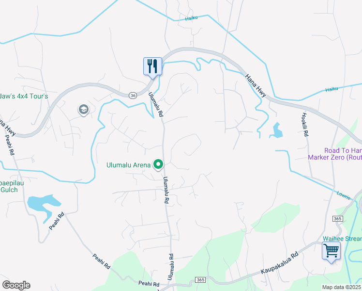 map of restaurants, bars, coffee shops, grocery stores, and more near 4390 Une Place in Haiku-Pauwela