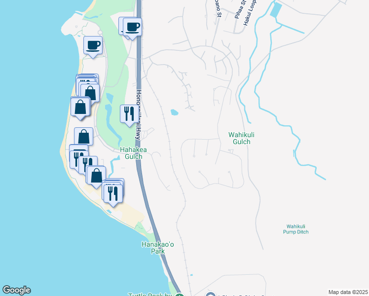 map of restaurants, bars, coffee shops, grocery stores, and more near 167 Anapuni Loop in Lahaina