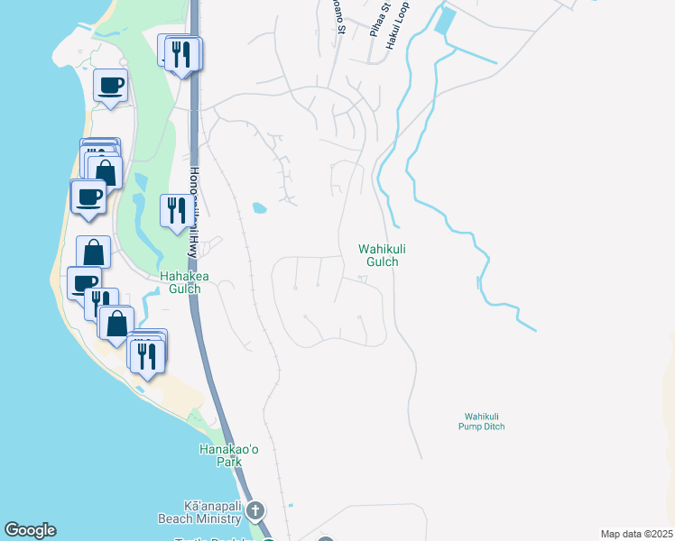 map of restaurants, bars, coffee shops, grocery stores, and more near 930 Anapuni Place in Lahaina
