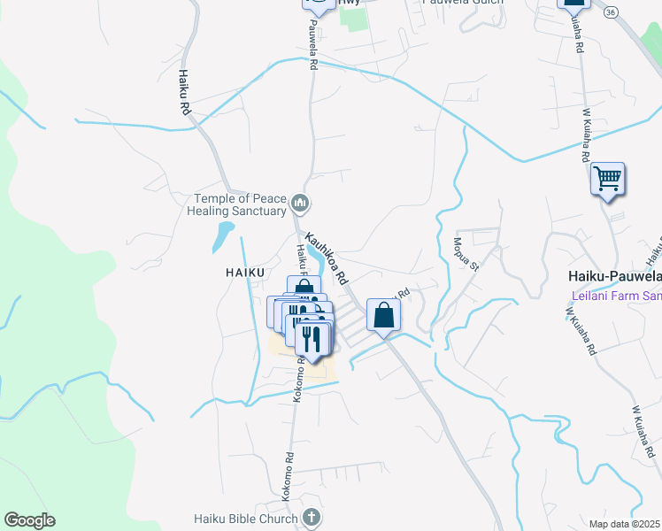 map of restaurants, bars, coffee shops, grocery stores, and more near 658 Kauaheahe Place in Haiku-Pauwela
