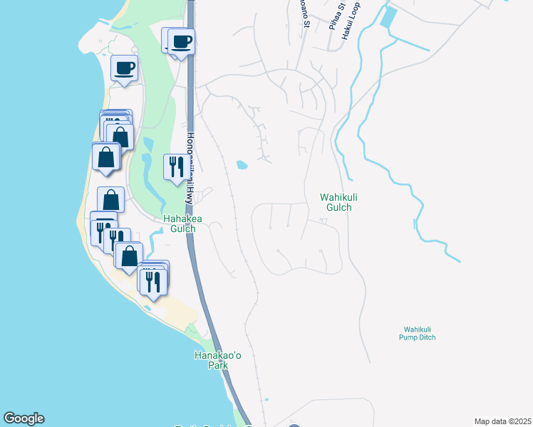 map of restaurants, bars, coffee shops, grocery stores, and more near 24 Lolii Place in Lahaina