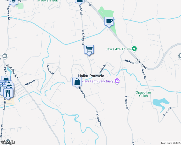 map of restaurants, bars, coffee shops, grocery stores, and more near in Haiku-Pauwela