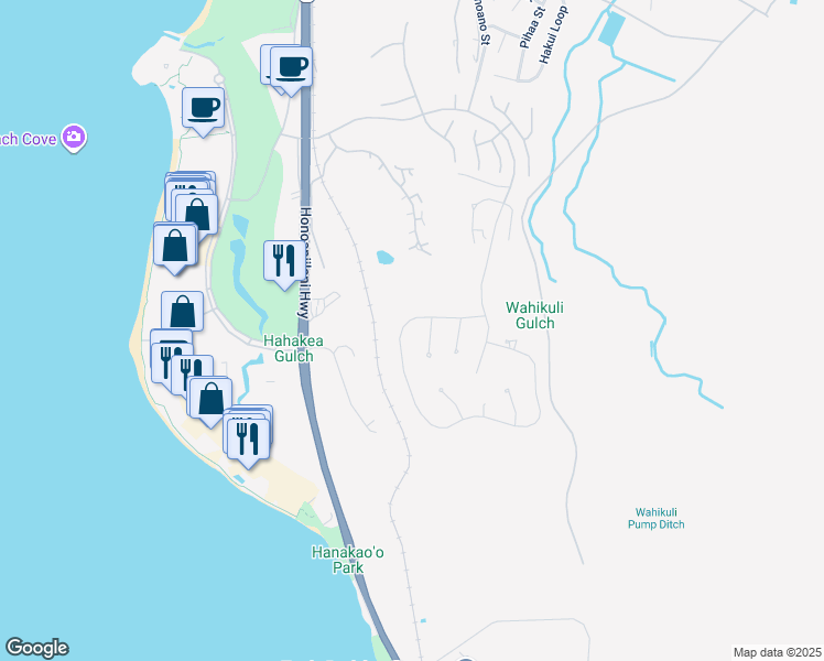 map of restaurants, bars, coffee shops, grocery stores, and more near 137 Anapuni Loop in Lahaina