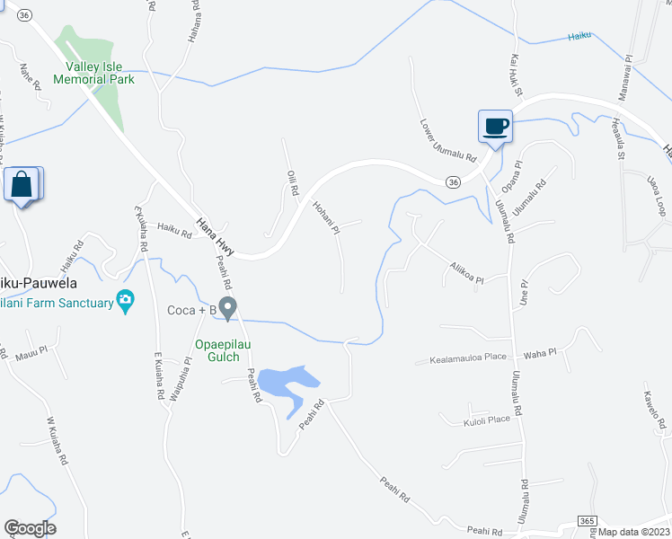 map of restaurants, bars, coffee shops, grocery stores, and more near 120 Hohani Place in Haiku-Pauwela
