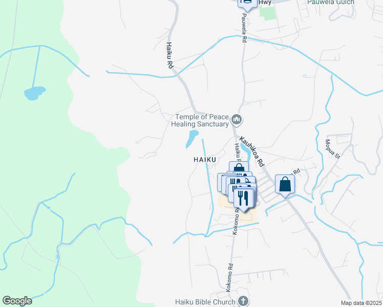 map of restaurants, bars, coffee shops, grocery stores, and more near 428 Auwaha Street in Haiku-Pauwela