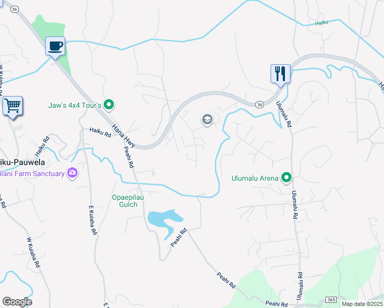 map of restaurants, bars, coffee shops, grocery stores, and more near 120 Hohani Place in Haiku-Pauwela