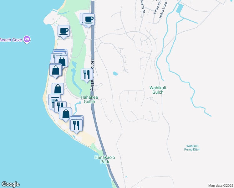 map of restaurants, bars, coffee shops, grocery stores, and more near 164 Anapuni Loop in Lahaina
