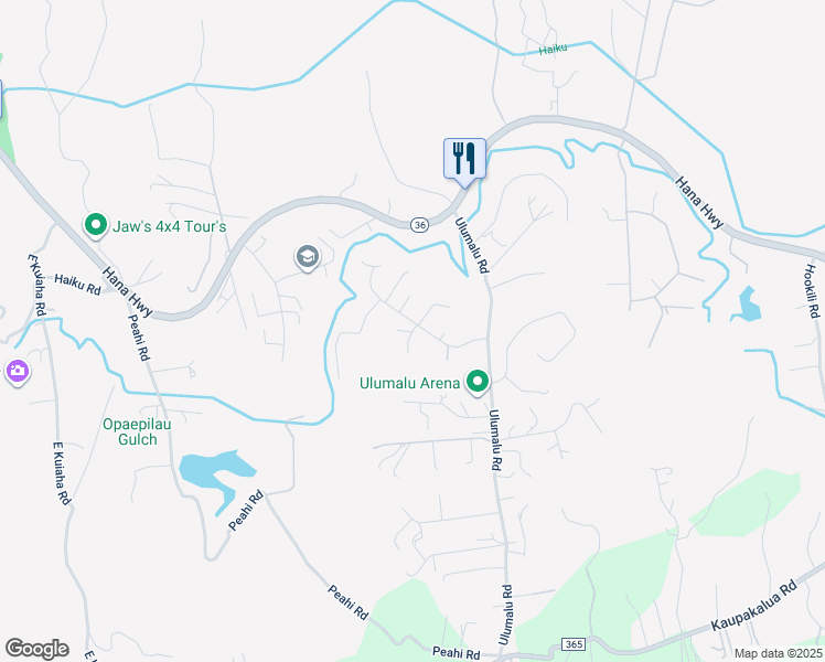 map of restaurants, bars, coffee shops, grocery stores, and more near 204 Laniloa Way in Haiku-Pauwela
