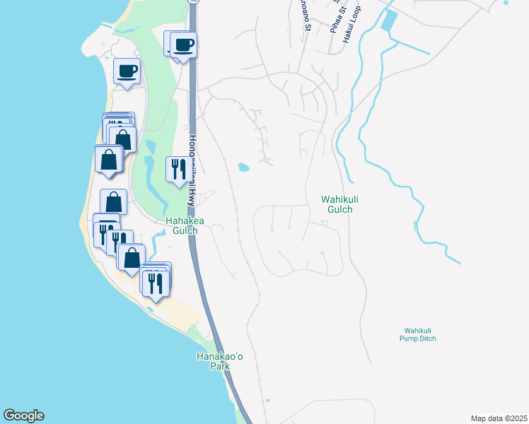 map of restaurants, bars, coffee shops, grocery stores, and more near 4 Lolii Place in Lahaina