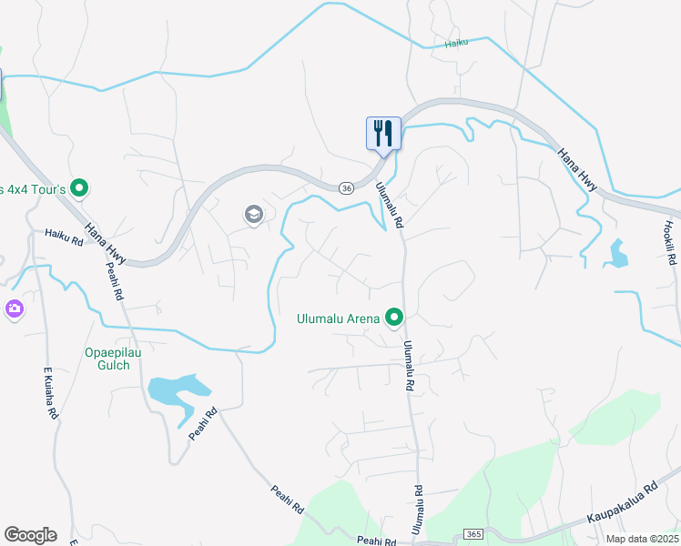 map of restaurants, bars, coffee shops, grocery stores, and more near 204 Laniloa Way in Haiku-Pauwela