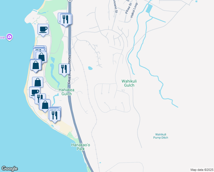 map of restaurants, bars, coffee shops, grocery stores, and more near 6 Kaulele Place in Lahaina