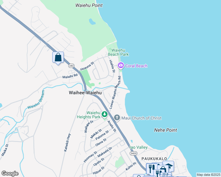 map of restaurants, bars, coffee shops, grocery stores, and more near 929 Alakai Street in Wailuku