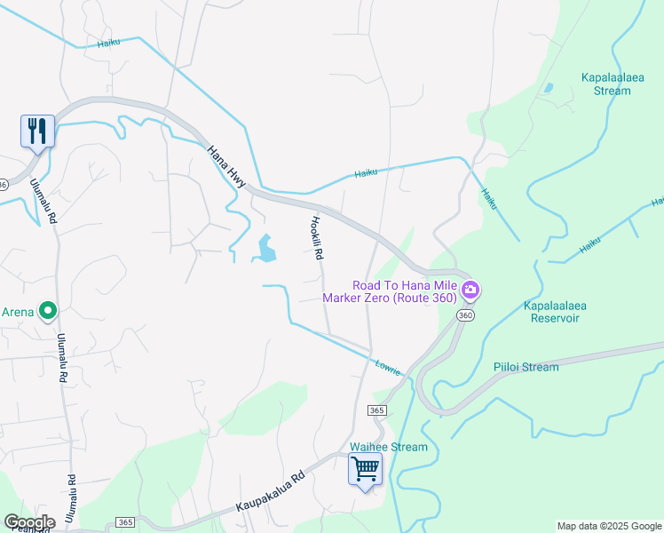 map of restaurants, bars, coffee shops, grocery stores, and more near 1152 Hookili Road in Haiku-Pauwela