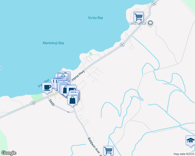 map of restaurants, bars, coffee shops, grocery stores, and more near 81 Lae Street in Paia